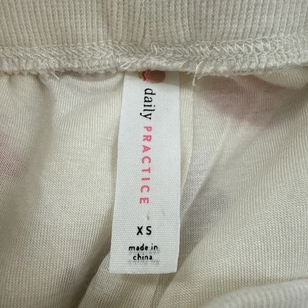 Daily Practice Anthropologie Fleece Embroidered Joggers Lounge Pants PJs Size XS